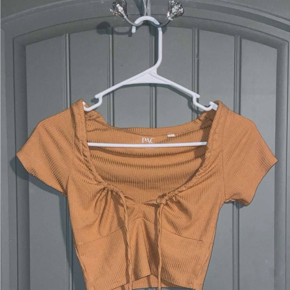 PacSun Tan Ruched Blouse